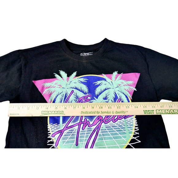 Chemistry Brand Los Angeles Black 90s Inspired Graphic Seamless Crop T-Shirt SM - Picture 5 of 7